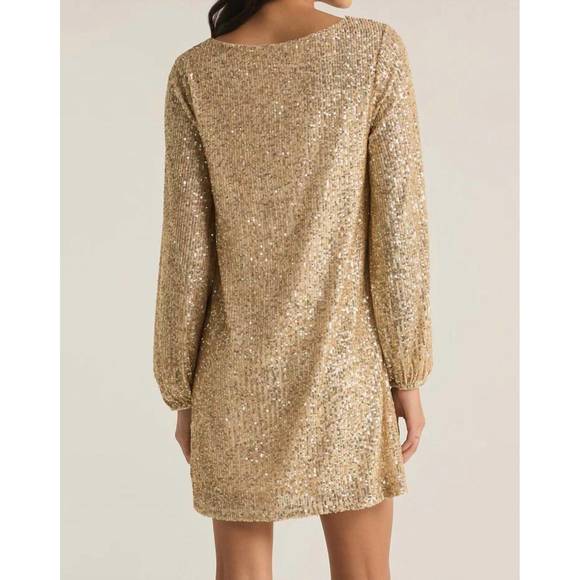NEW Z SUPPLY andromeda long sleeve mini dress in champagne - Picture 2 of 3